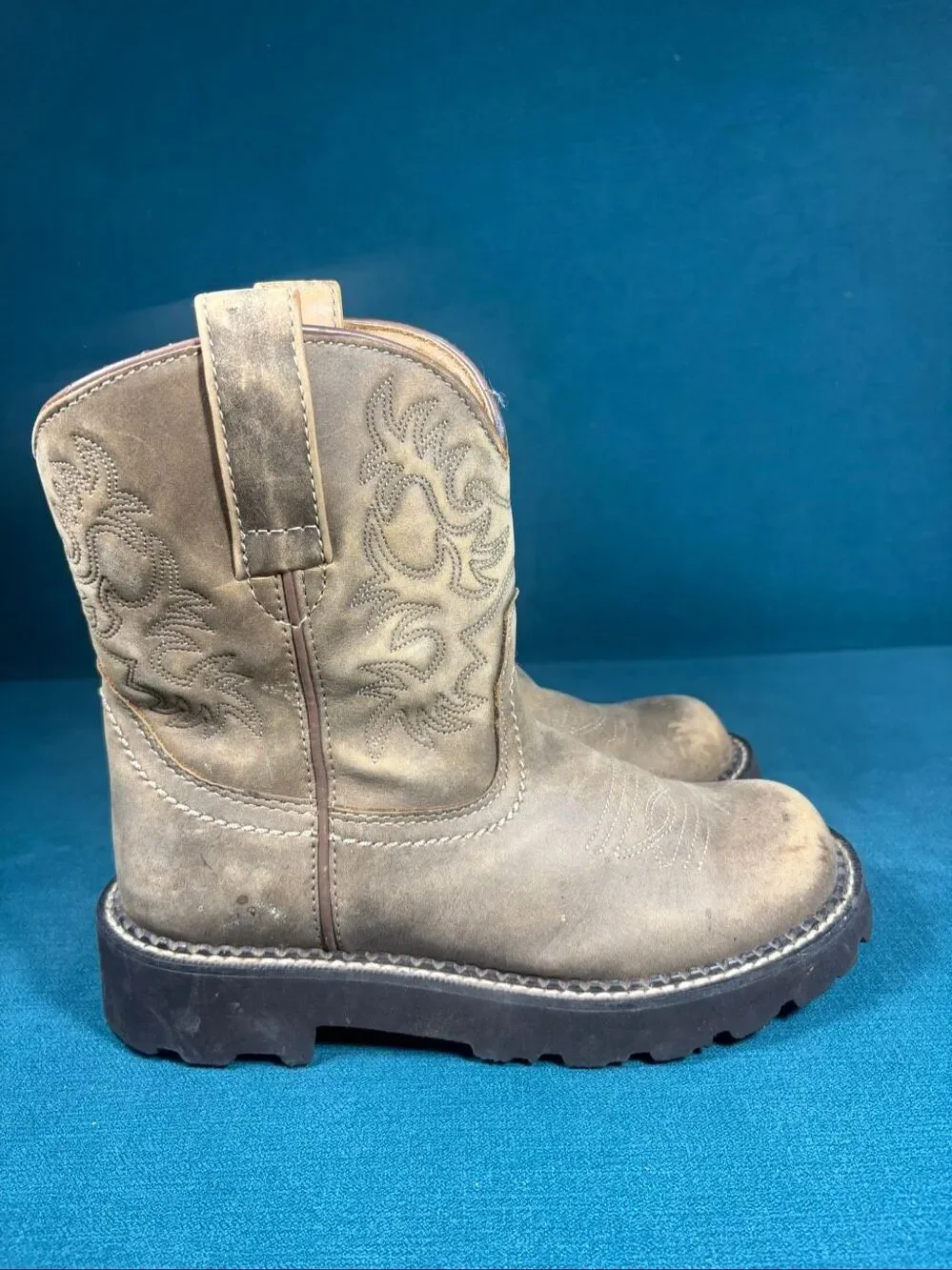 Ariat Fatbaby Womens Size 6.5 B Distressed Brown Leather Western Work Boots